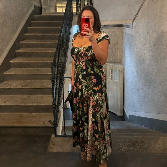 Oscar de la Renta Mixed Botanical Sleeveless Cady Inset Dress, 14 - Picture 10 of 15